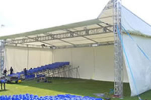 Undercover spectator tiered seating being constructed