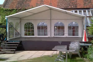 Small window marquee and stage for a cookery demonstration