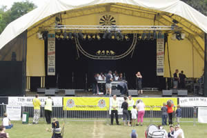 Large outdoor stage hire. Fully dressed and ready to go
